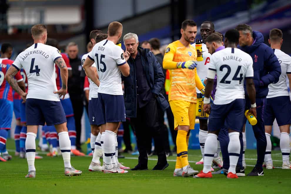 Tottenham manager Jose Mourinho instructs players