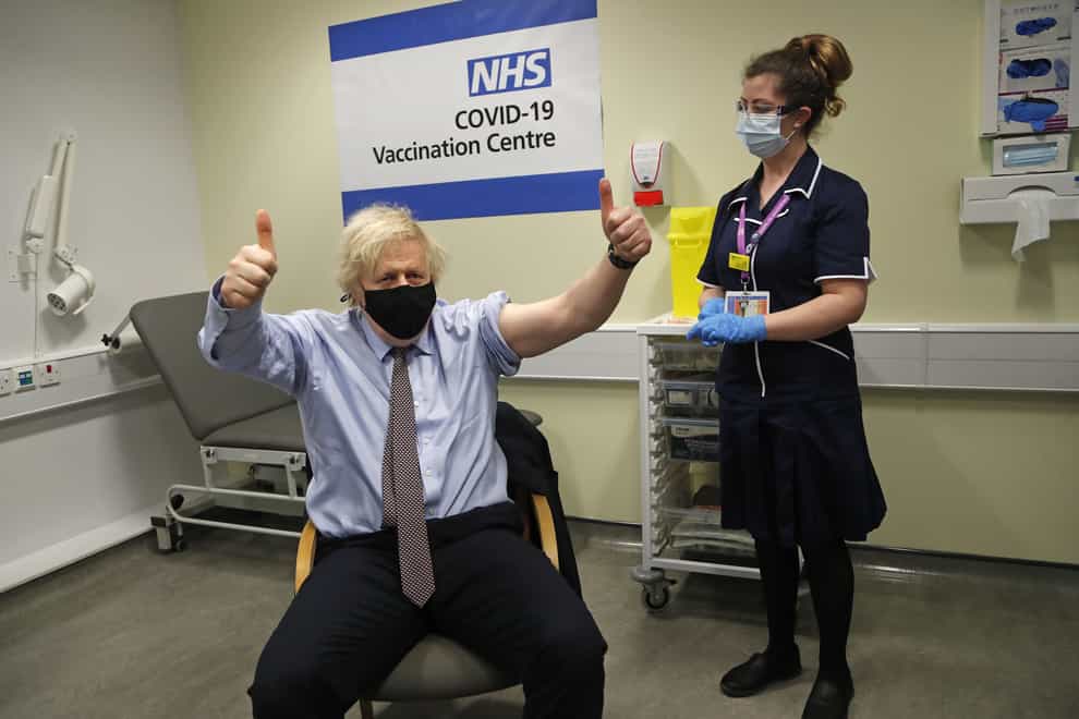 Prime Minister Boris Johnson receiving the Covid-19 vaccine