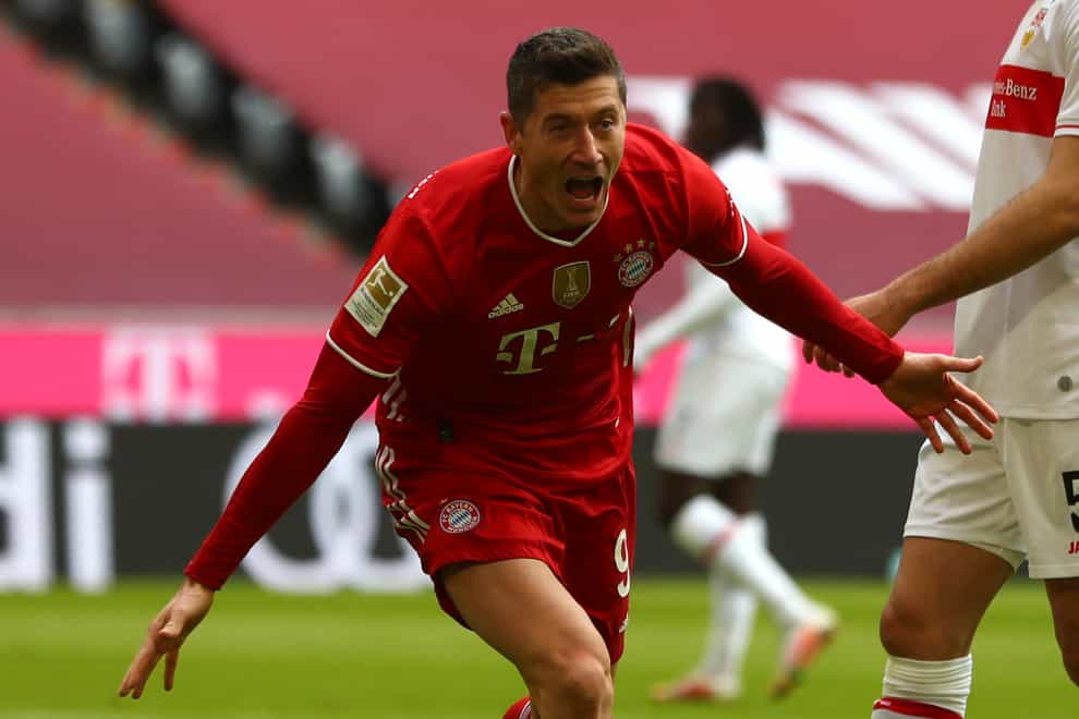 Bayern Munich frontman Robert Lewandowski completed a hat-trick in the first half against Stuttgart