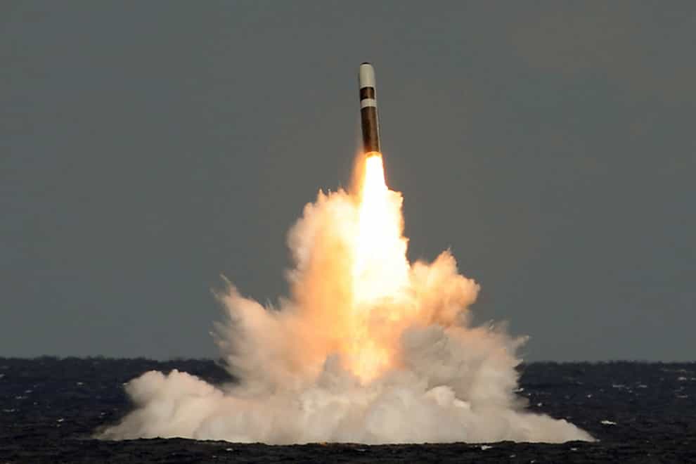 A test firing at sea of a Trident nuclear missile