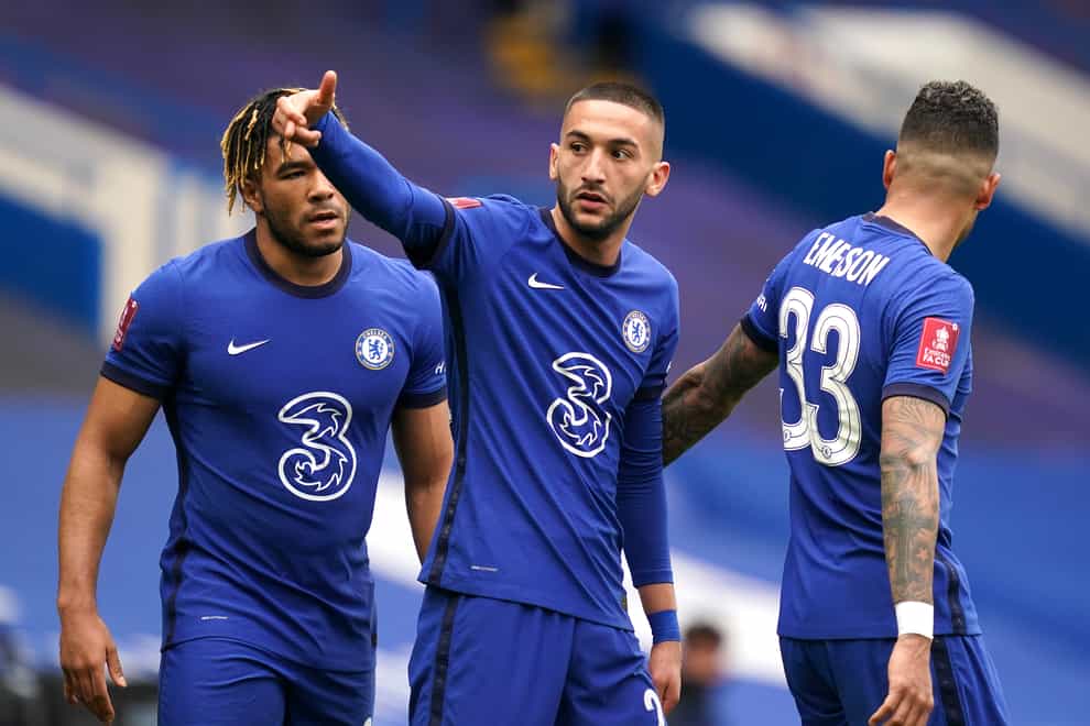 Chelsea’s Hakim Ziyech (centre) celebrates his side's second goal