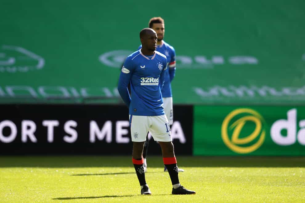 Rangers’ Glen Kamara stands instead of taking a knee prior to the Old Firm clash