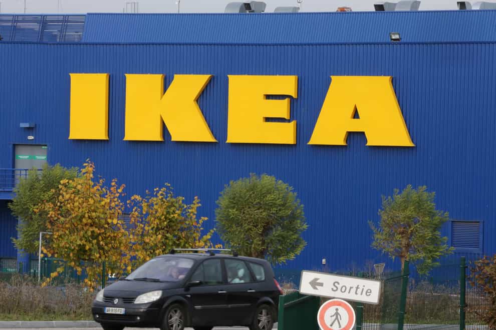 A car drives past the Ikea store in Plaisir, west of Paris