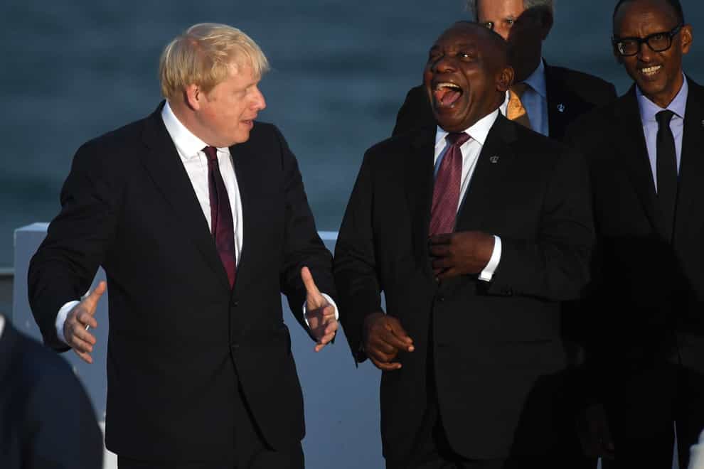 Boris Johnson and Cyril Ramaphosa at the G7 summit in August 2019
