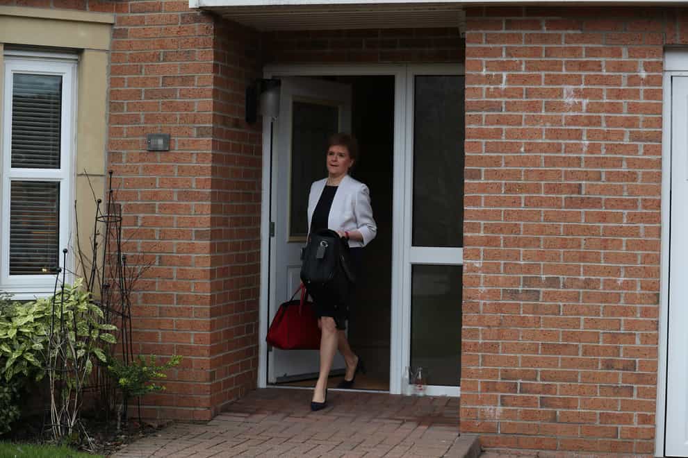 Nicola Sturgeon leaves her home in Glasgow