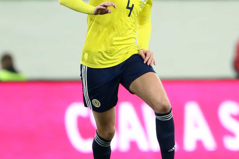 Jack Hendry in action for Scotland in 2018