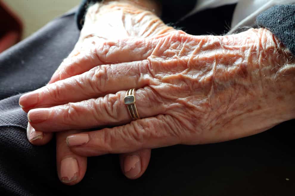 Close up of an elderly woman's hands