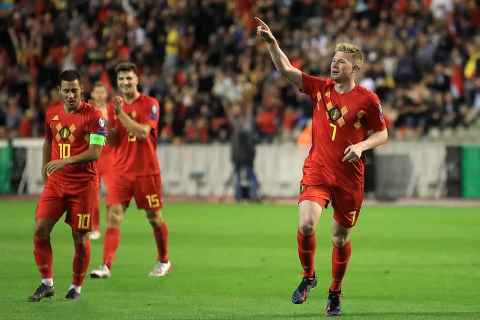 Kevin De Bruyne (right) in action for Belgium