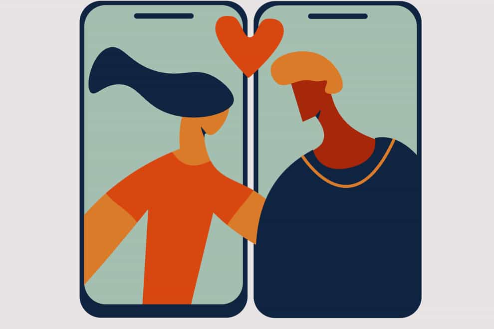 Illustration showing two people matched on a dating app