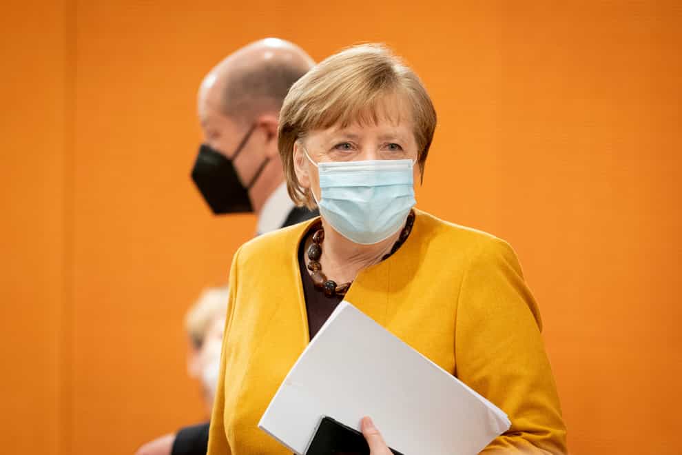 German Chancellor Angela Merkel arrives for the weekly cabinet meeting of the German government