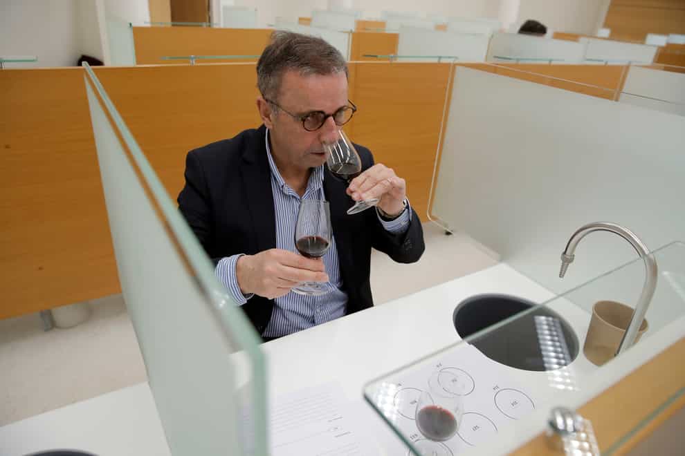 Bordeaux mayor Pierre Hurmic during the tasting session (Christophe Ena/AP)