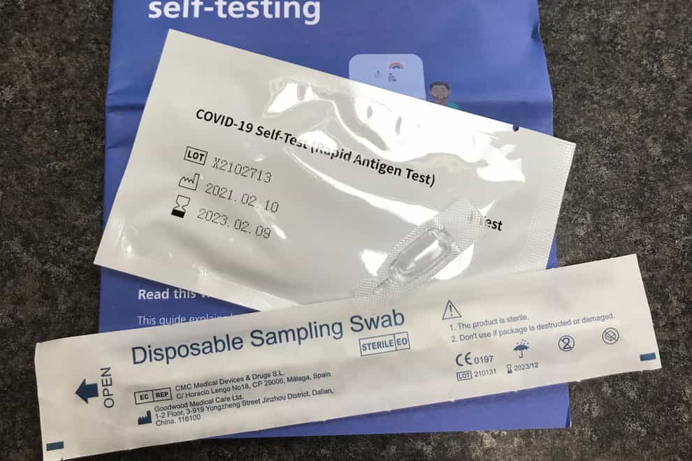 An NHS Test and Trace Covid-19 self-testing kit