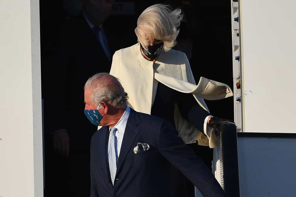 The Prince of Wales and the Duchess of Cornwall arrive at Athens International Airport in Greece (Victoria Jones/PA)
