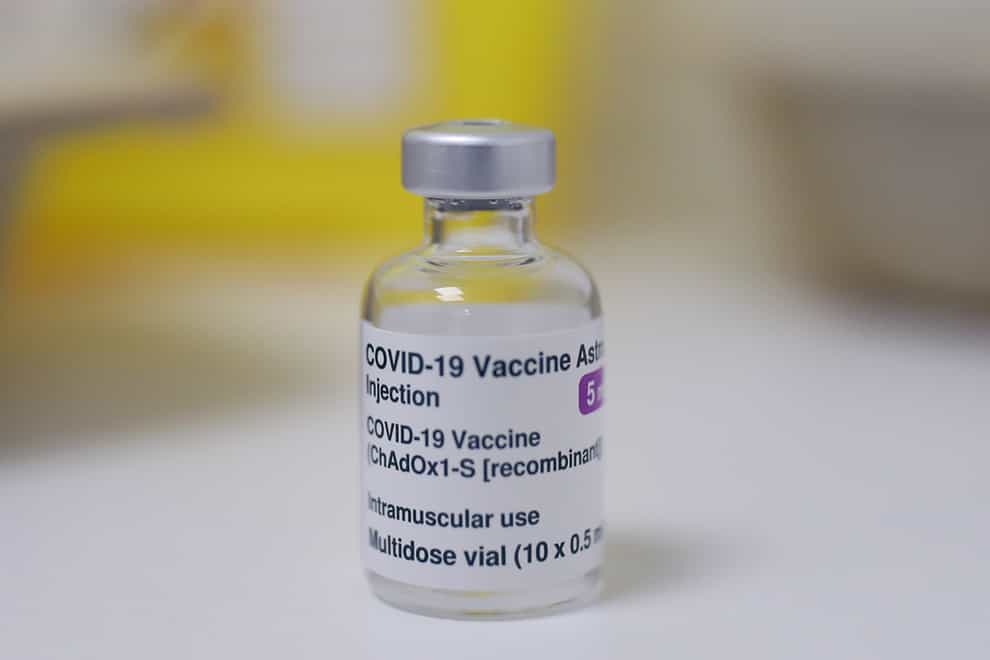A vial of the Oxford/AstraZeneca coronavirus vaccine at Copes Pharmacy and Travel Clinic in Streatham, south London (Yui Mok/PA)