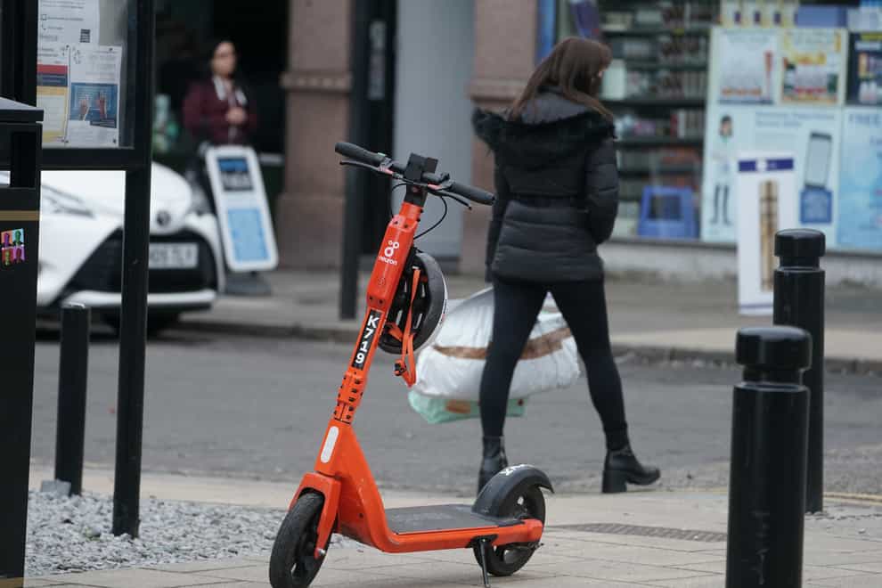 An e-scooter in Jesmond, Newcastle