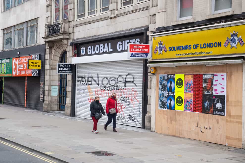 Shuttered shops on Oxford Street, London