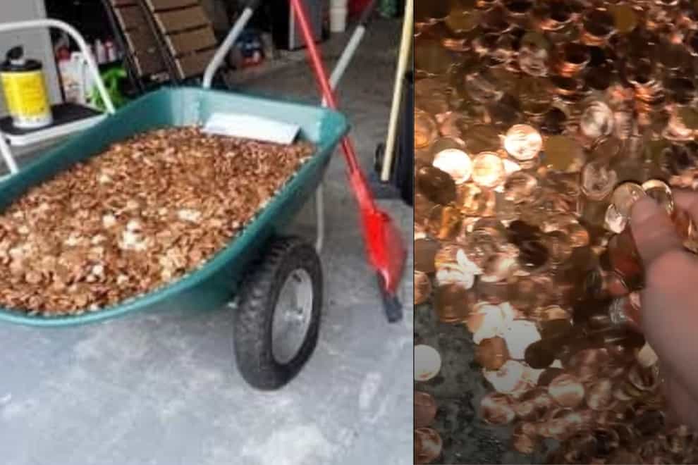 A wheelbarrow full of pennies