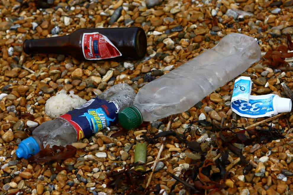 Litter on British beach