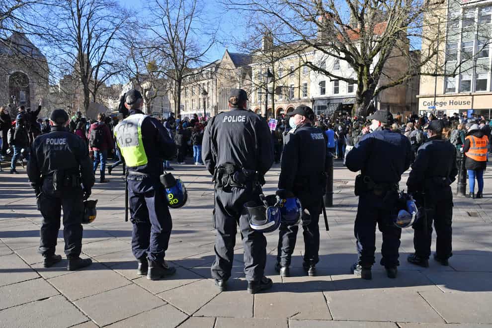Police during the ‘Kill The Bill’ protest in Bristol