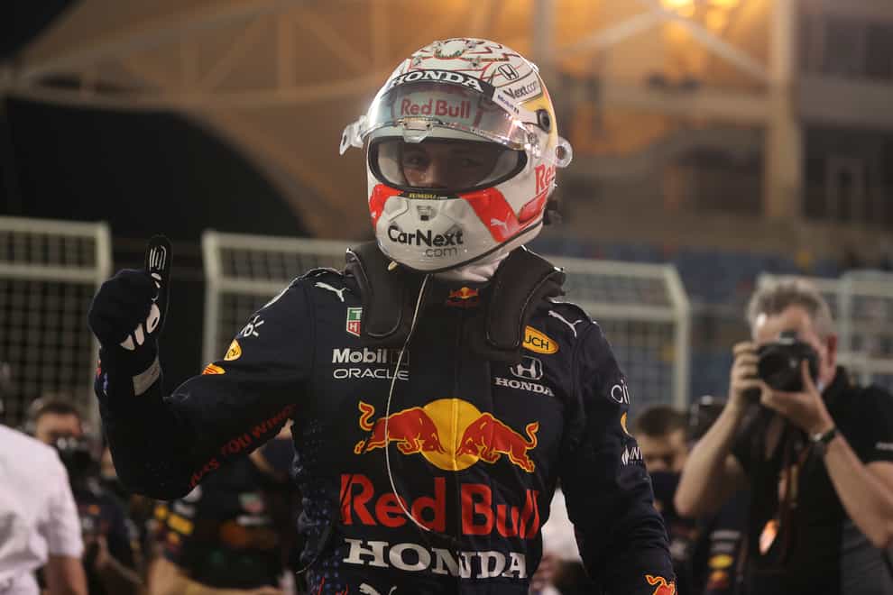 Max Verstappen celebrates pole in Bahrain