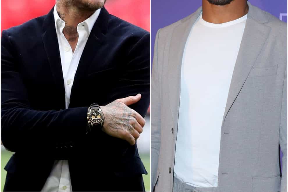 David Beckham, left, and Anthony Joshua
