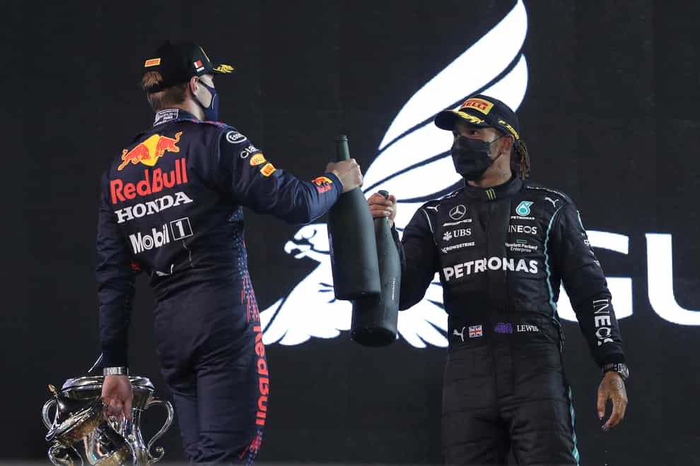 Lewis Hamilton, right, hopes for more battles with Max Verstappen after a tight finish in Bahrain