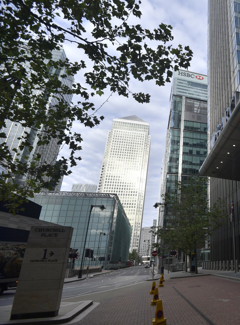 Empty office buildings in the City of London