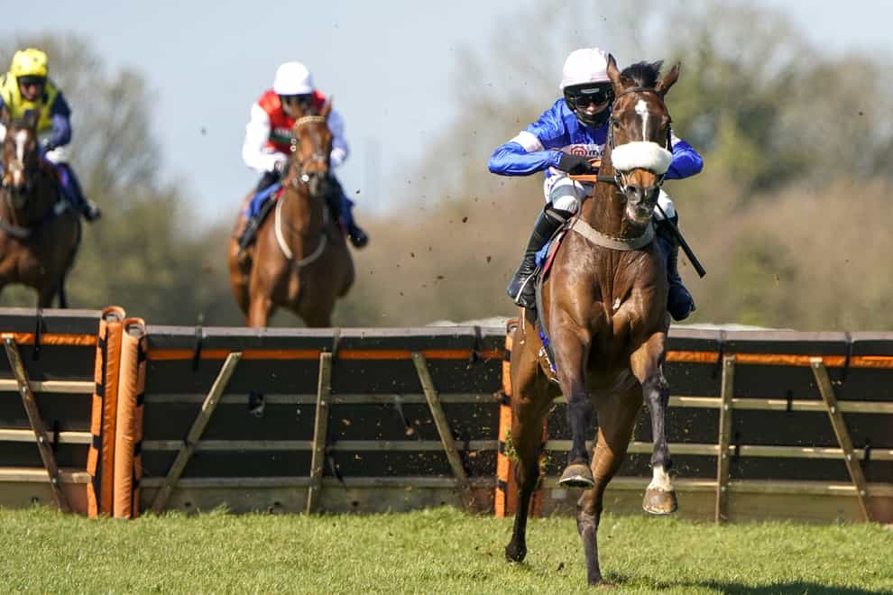 Harry Cobden and Danny Kirwan (right) on their way to victory at Wincanton