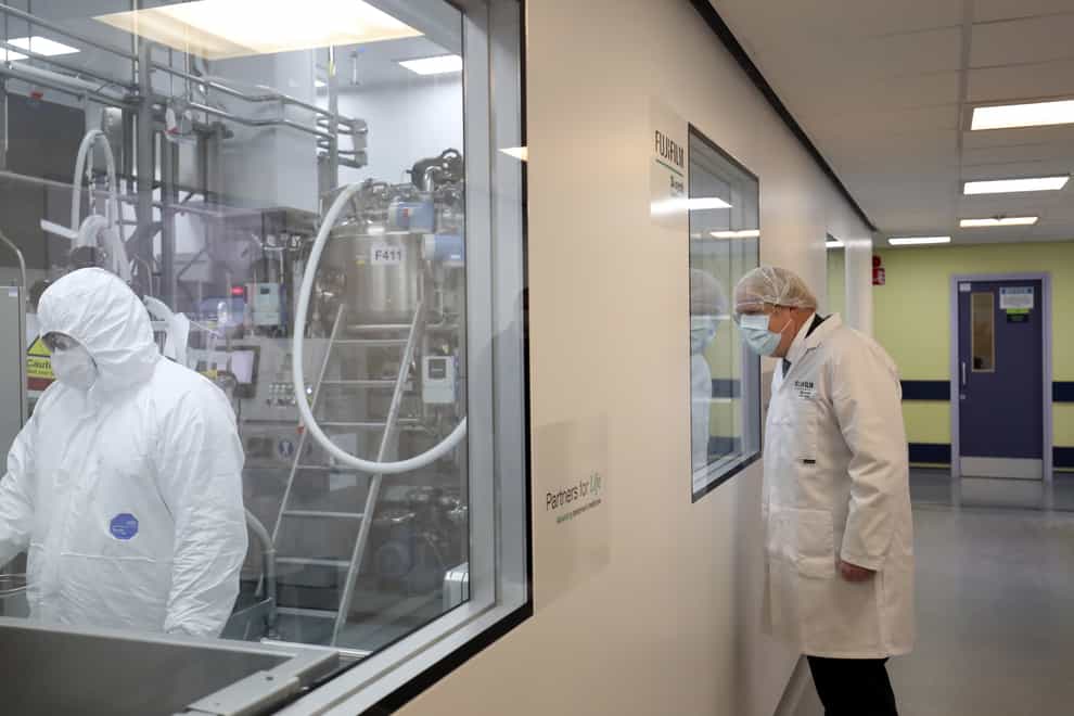 Boris Johnson visited the Fujifilm Diosynth Biotechnologies plant in Billingham, Teesside, where the protein antigen component of the Novavax vaccine will be made