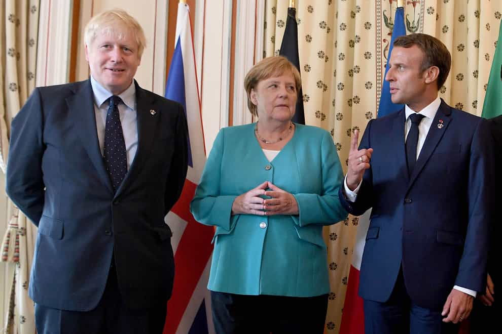 Boris Johnson, Angela Merkel and Emmanuel Macron