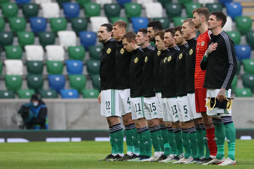 Northern Ireland line up for the anthems