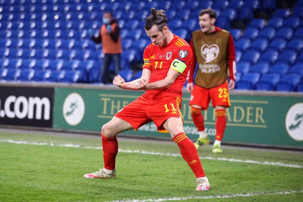 Gareth Bale celebrates Wales' goal