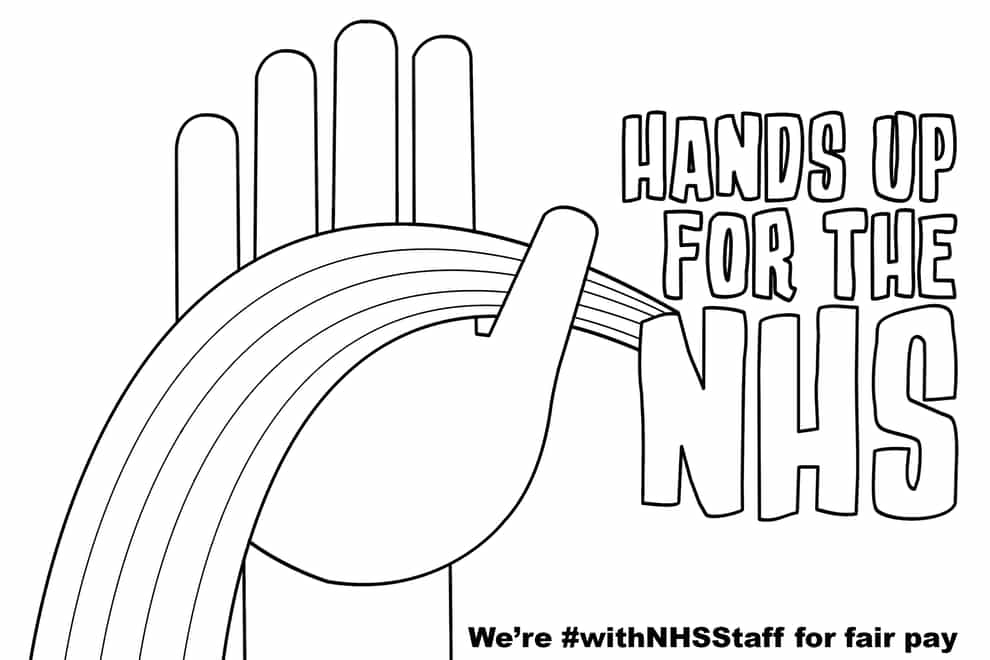 One of two posters calling for a pay rise for NHS staff, created by Diaries Of Pig creator Emer Stamp