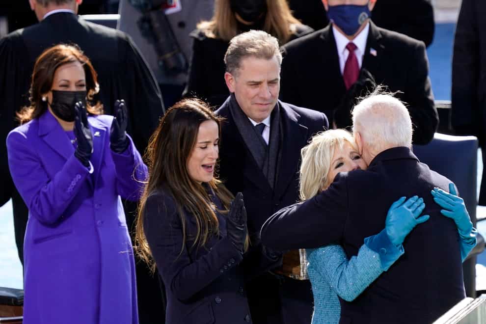 Hunter Biden applauding at his father's presidential inauguration