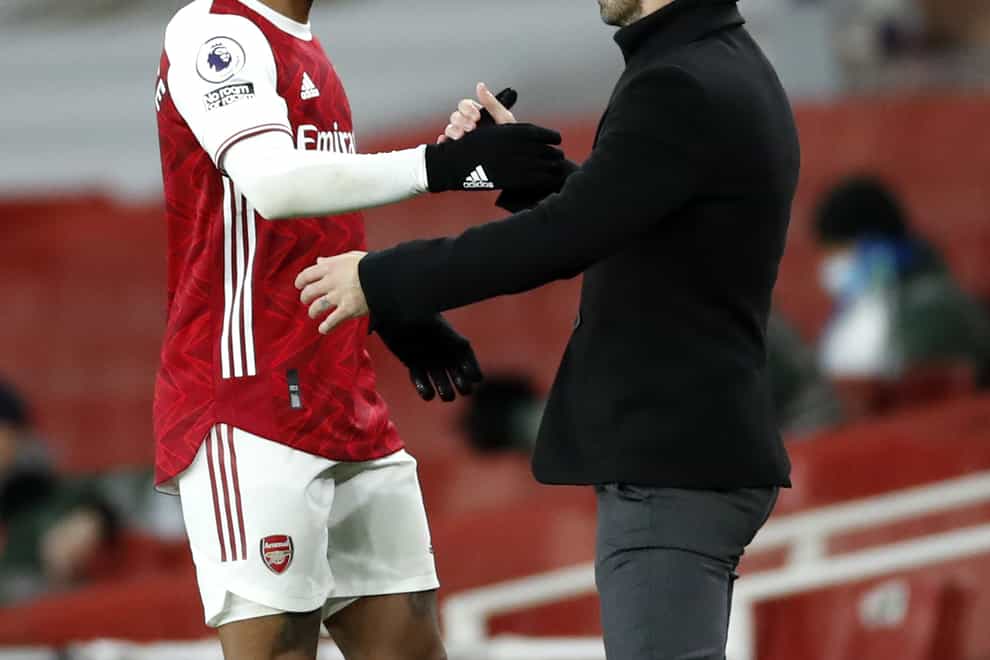The form of Alexandre Lacazette, left, has pleased Arsenal boss Mikel Arteta