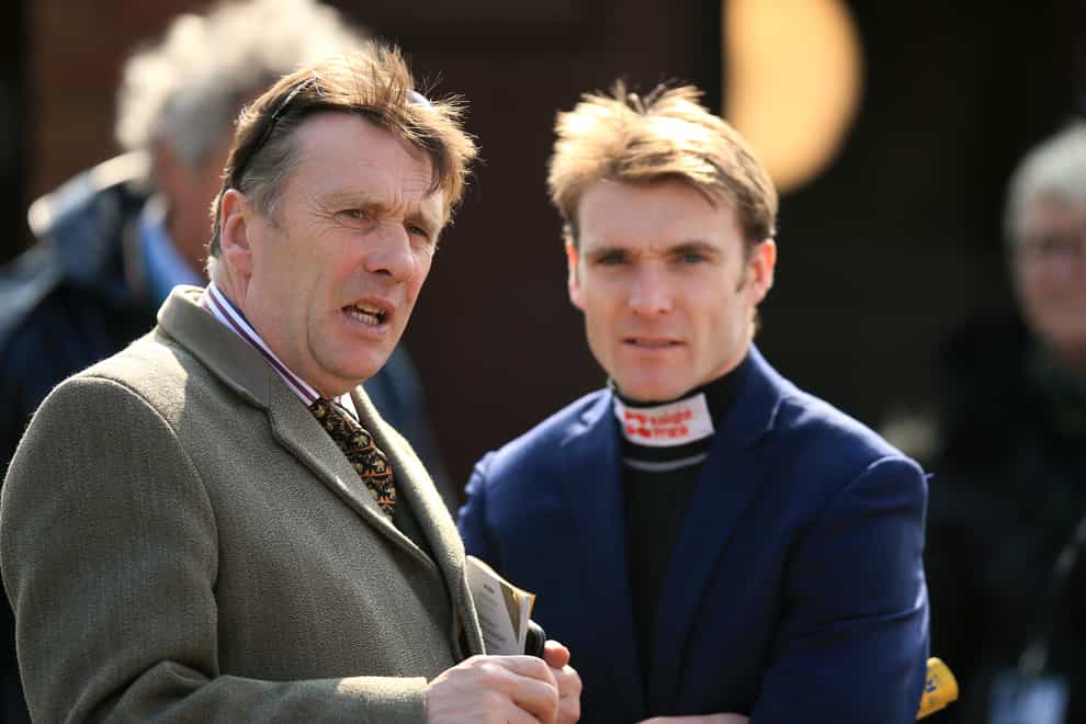 Former jockey Peter Scudamore with son Tom Scudamore (right)