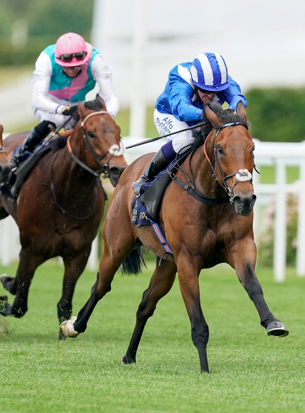 Battaash (right) strides to victory in the King’s Stand Stakes at Royal Ascot in 2020