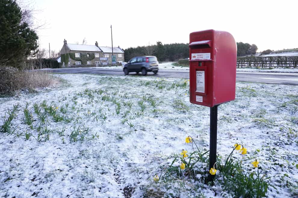 Snow fell overnight in Northumberland