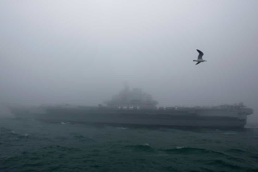 The Chinese People’s Liberation Army (PLA) Navy aircraft carrier Liaoning (Mark Schiefelbein/AP)