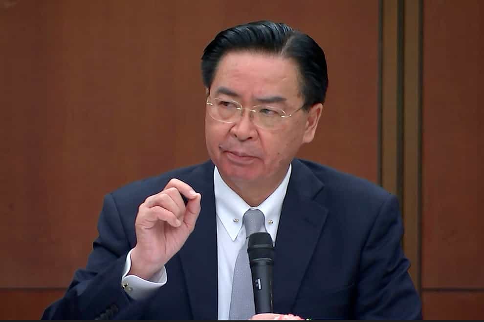 Taiwanese foreign minister Joseph Wu speaks during a briefing (Wu Taijing/AP)
