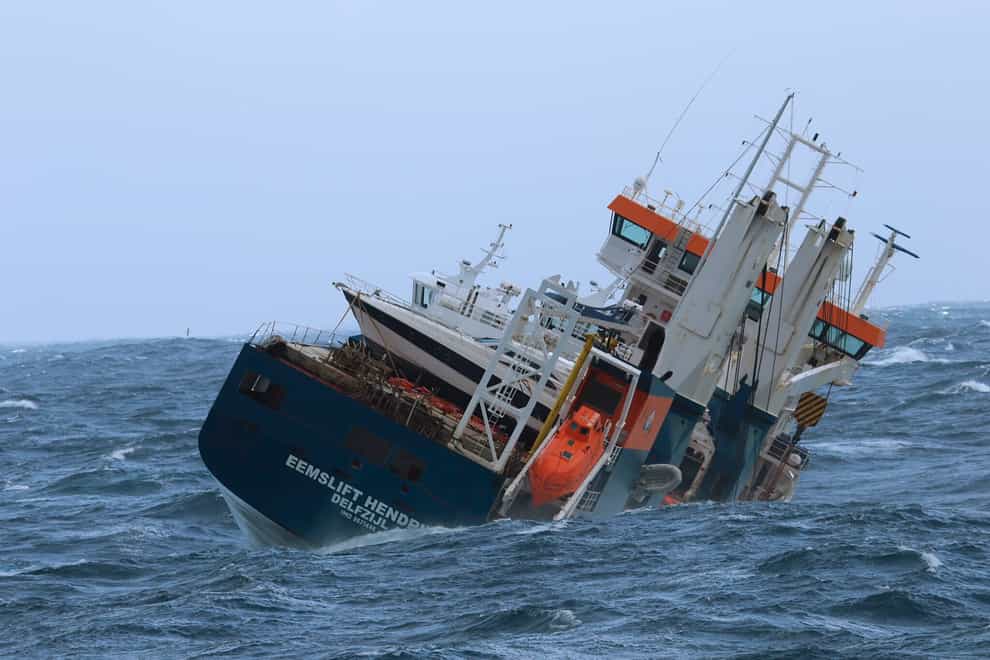 The unmanned Dutch cargo ship Eemslift Hendrika (Coast Guard Ship Shortland/AP)