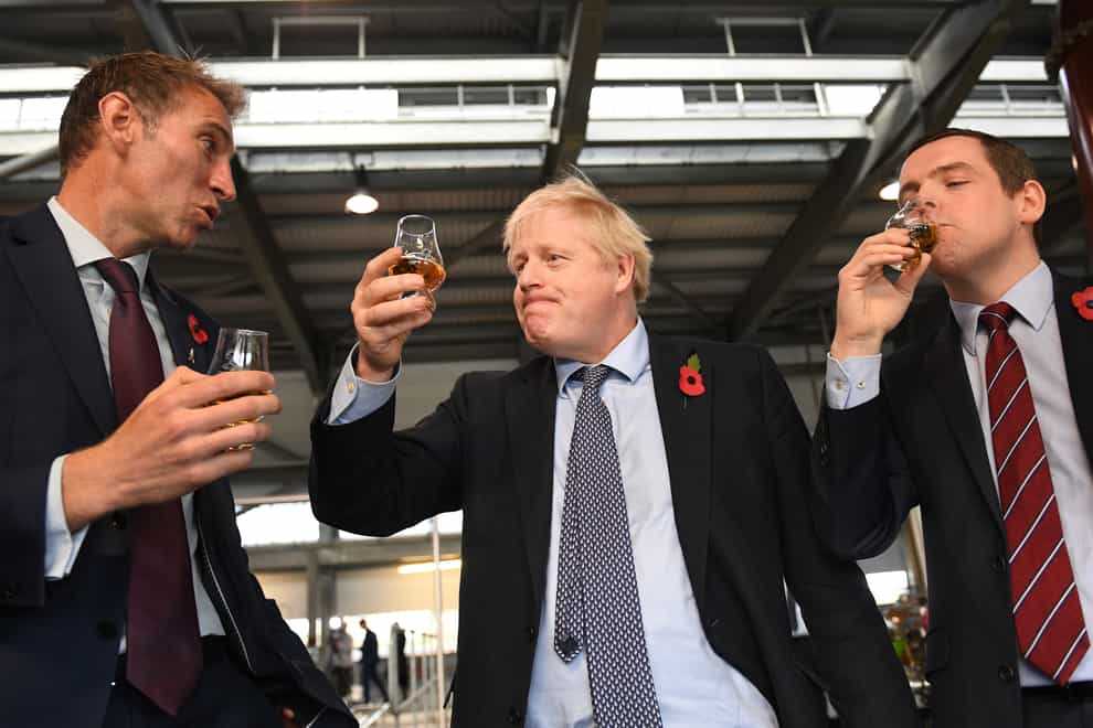 Scottish Tory leader Douglas Ross (right) and Prime Minister Boris Johnson (centre)