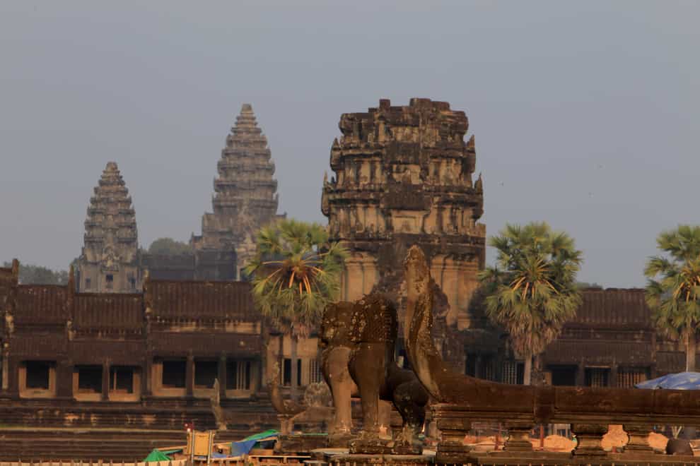 A view from outside Angkor Wat temple is seen in Siem Reap, northwestern Cambodia (Heng Sinith/AP)