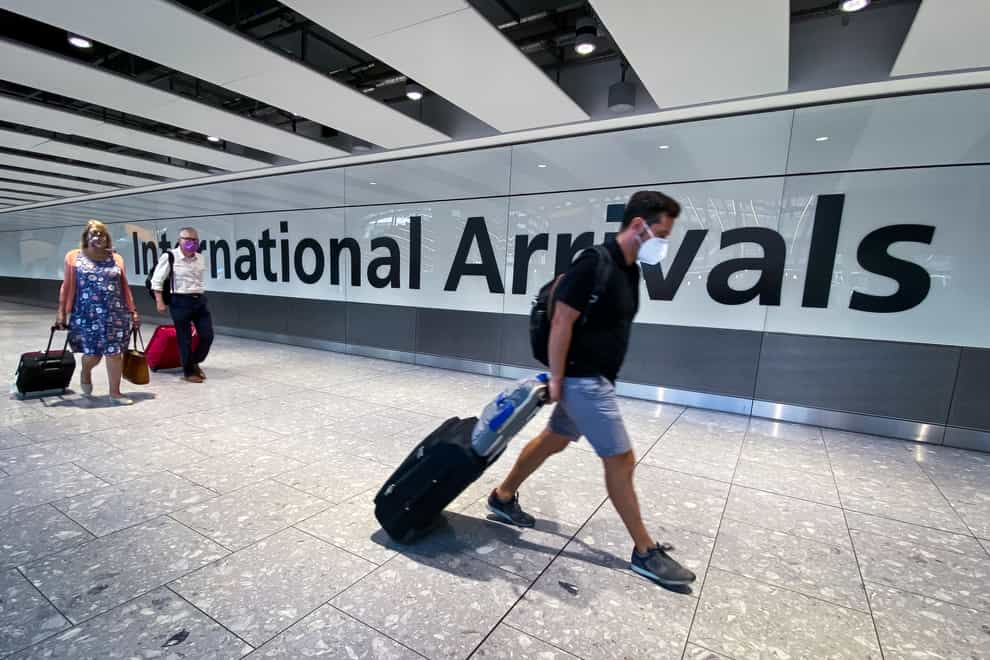 People arriving from overseas travel