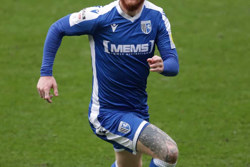 Gillingham’s Connor Ogilvie missed a great chance against Shrewsbury