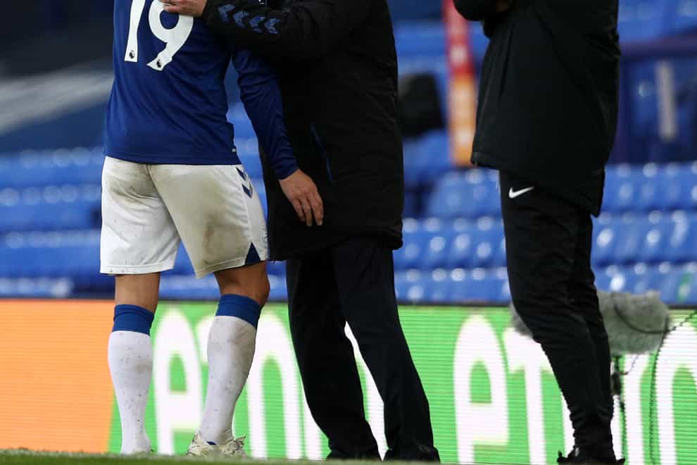 Everton manager Carlo Ancelotti, centre, enjoyed a 4-2 win over Brighton boss Graham Potter, right, in October following a brace from James Rodriguez