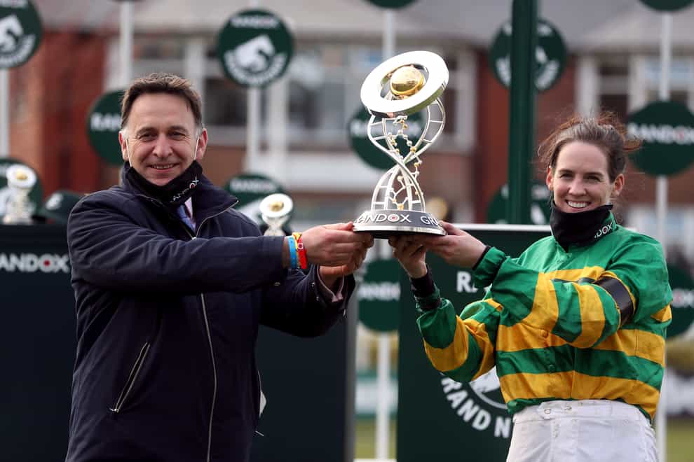 Henry de Bromhead and Rachael Blackmore after winning the Grand National with Minella Times
