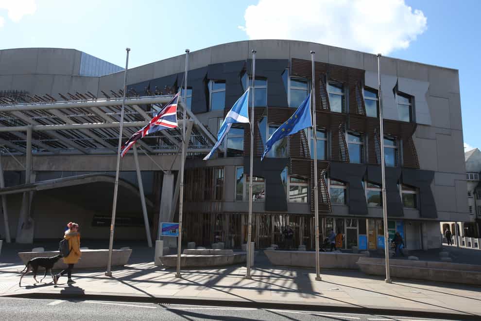 Flags at half mast outside the Scottish Parliament