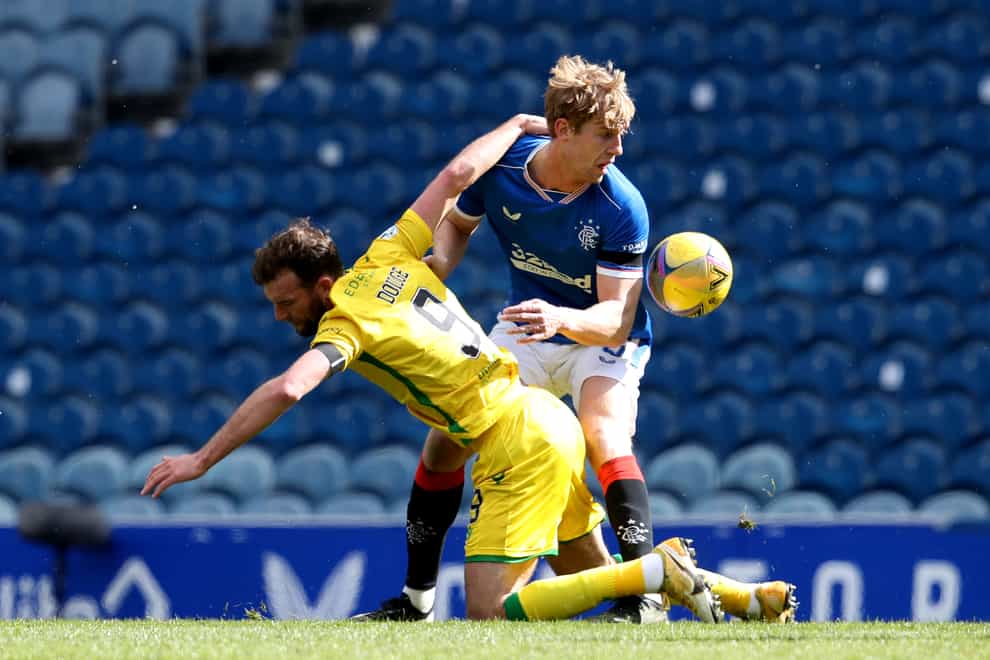 Rangers defender Filip Helander (right) was frustrated by his side allowing Hibs to score at Ibrox on Sunday