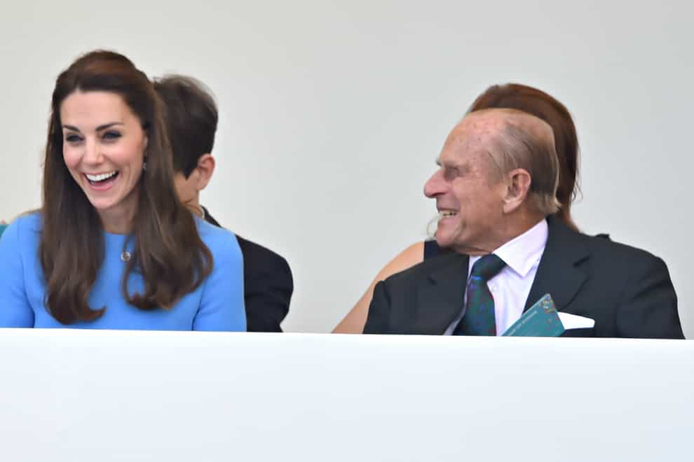 The Duchess of Cambridge with the Duke of Edinburgh in 2016